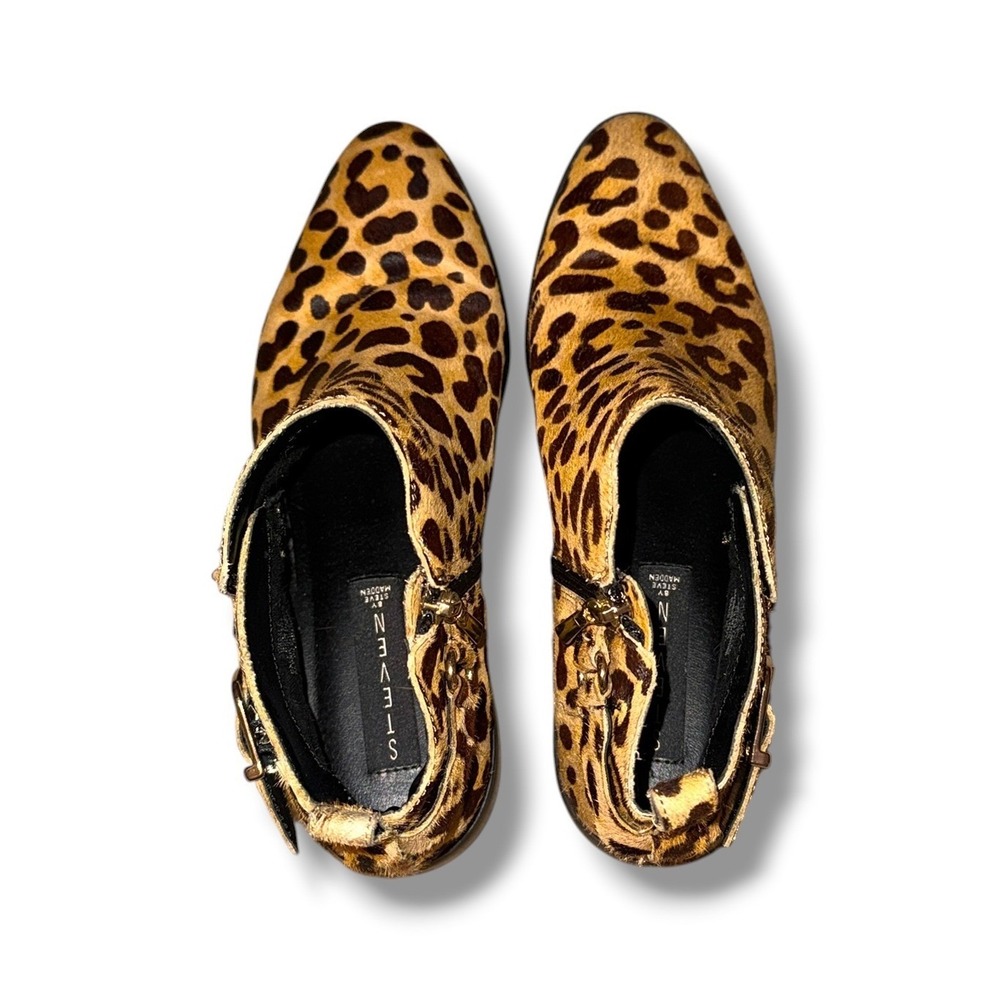 Steven by Steve Madden Chavi-L Booties Womens 7 Leopard Calf Hair Ankle Boots - Picture 6 of 10